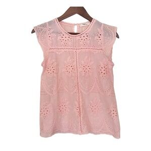 Hope Horizon Eyelet Embroidered Blouse Small Flutter Sleeve Women's Boho